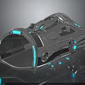 Futuristic Metallic Tech Structure With Blue Neon Illumination And Sleek Silver Design