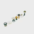 Assorted Color Glass Decorative Ornament Set With Spherical Cylindrical And Bowl Shaped Pieces