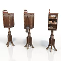Vintage Wooden Storage Stand Units With Shelves Carved Details And Bases