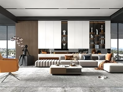 modern living room villa living room 3d model