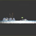 3D Circular Blue Water Scene With Small Sailboat Rocks And Floating Clouds