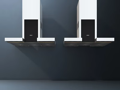 Modern White Kitchen Range Hoods Mounted On Dark Wall For Minimalist Design 3d model