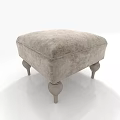 Light Gray Upholstered Ottoman with Classic Turned Wooden Legs for Living Room Decor