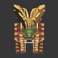 Toy Building Blocks Constructed Dinosaur With Yellow Spiny Back And Green Accents