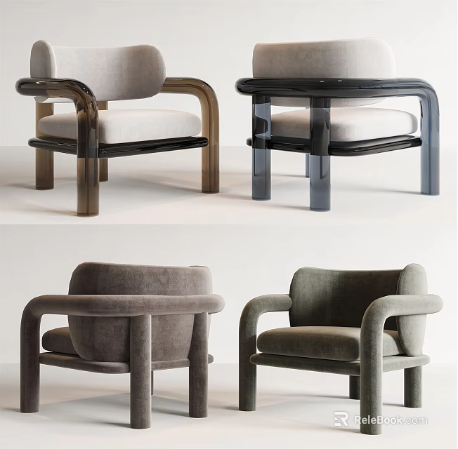 Modern Single Sofa Designs With Gray Beige Upholstery And Wooden Metal Legs 3d model 
