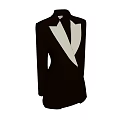 Stylish Black Double Breasted Blazer With White Lapel And Classic Design