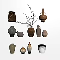 Handcrafted Ceramic Vessels With Rustic Textures Vases Jars And Dried Branch Accents