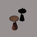 Modern Minimalist Side Tables In Black And Brown With Conical Base And Small Box Top