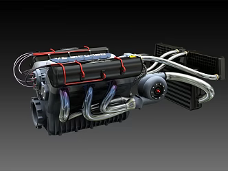 modern engine turbocharged engine 3d model