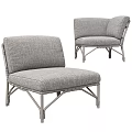 Gray Wicker Frame Sectional Sofa With Modern Design And Cushioned Seats 3d model