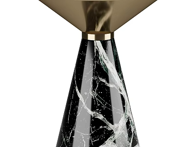 Functional Desk With Black Marble Texture And Golden Top In Modern Stylish Design 3d model