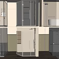 Elegant Modern Shower Sauna Design With Glass Doors Storage Shelves Chrome Fixtures And Wooden Base