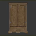 Classic Wooden Storage Cabinet With Two Doors Drawer And Base Legs Design