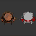 Rusted And Modern Mechanical Devices With Cylindrical Structures On Dark Background