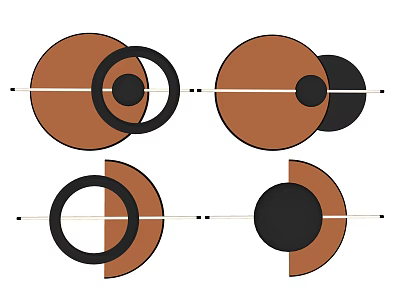 Modern Geometric Wall Decor With Circular Semi Circular Brown Black Abstract Design Elements For Home 3d model