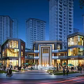 Vibrant Commercial Street Night View With Modern Architecture Bright Lights And Pedestrians