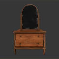 Classic Wooden Dresser With Arched Mirror And Two Drawers Vintage Design Standing On Carved Legs