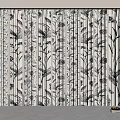 Black And White Floral Pattern Curtain Fabric Hanging In Indoor Space