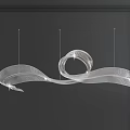 Sleek Modern Curved Crystal Chandelier with Transparent Sleek Design and Gold Hanging Wires