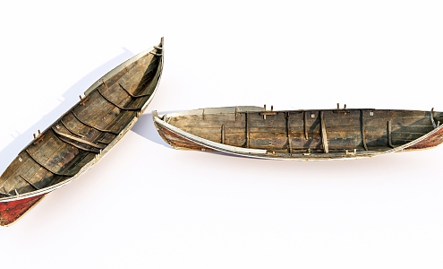 Old wooden boat Modern boat 3d model