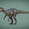 Realistic Dinosaur Model With Scaly Skin Open Mouth And Leather Strap On Body