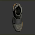 Daily Life High Top Shoes Featuring Gray Upper Brown Velcro Straps Orange Sole Perforated Toe