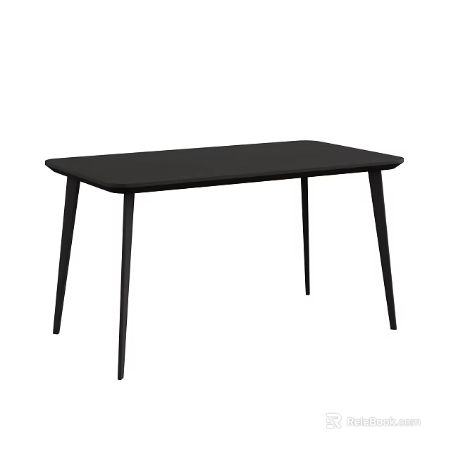 Modern Black Dining Table with Slim Tapered Legs Contemporary Minimalist Design 3d model 