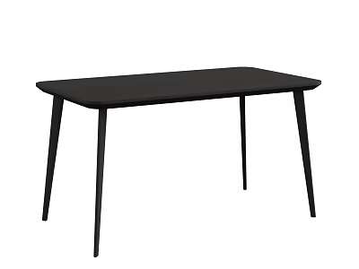 Modern Black Dining Table with Slim Tapered Legs Contemporary Minimalist Design 3d model