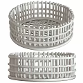 White Woven Kitchen Storage Baskets Two Piece Set With Decorative Design 3d model