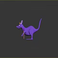 Cute Purple Kangaroo Doll with Golden Crown and Pink Heart Ornament