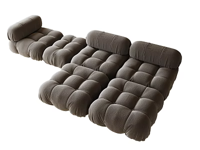 Modern Modular Sectional Sofa with Square Cushions Gray Upholstery for Comfortable Living Room 3d model