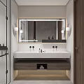 Modern Bathroom Interior With Lighted Mirror Double Vanity And Storage Cabinet 3d model