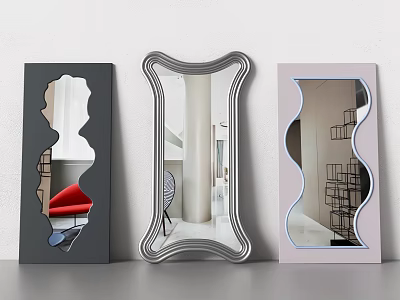Modern Decorative Wall Mirrors With Various Shapes And Black Silver Pink Colors 3d model