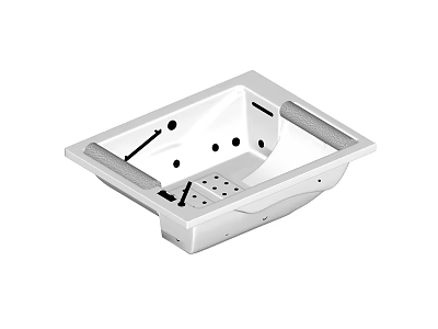 Square White Bathtub With Non slip Pads Built in Handles And Drainage Holes 3d model