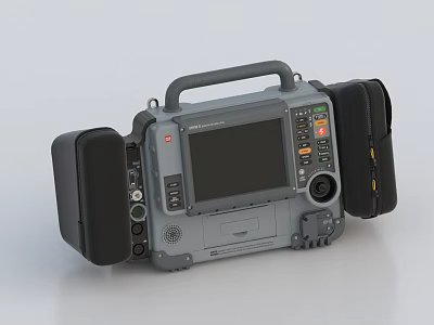 Professional Portable Medical Device Featuring Display Screen Control Buttons Handle And Protective Cases 3d model