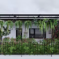 Cozy Roof Garden With Lush Green Plants Wooden Furniture And Hanging Lights