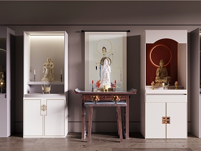 New Chinese Buddhist Cabinet Buddha Statues model