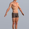 Shirtless Man Standing With Extended Arms Full Body Pose In Shorts