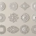 White Ornate Carved Decorative Plates With Various Circular Patterns For Interior Design 3d model