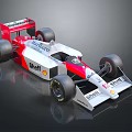 Formula Racing Car With White Red Livery Shell Marlboro Logos And Large Wheels