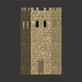 Square Stone Brick Tower Model With Battlements Small Windows And Textured Surface 3d model