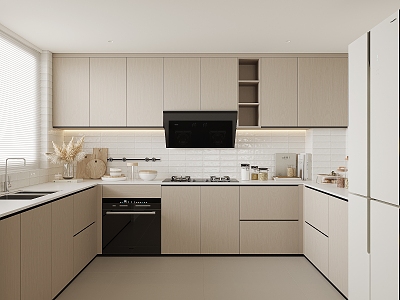 Kitchen Cabinet Hanging Cabinet Kitchen Supplies Range Hood Oven Refrigerator Curtain 3d model