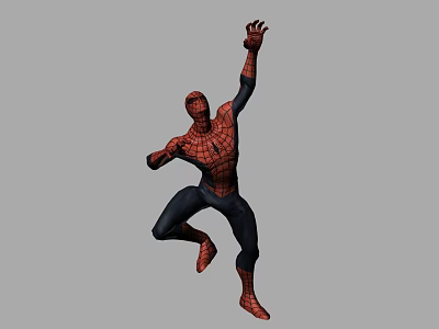 Spider Man Game And Movie Character In Dynamic Jumping Pose With Red Black Costume 3d model