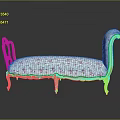 Elegant Vintage Chaise Lounge With Golden Frame And Pink Floral Upholstery