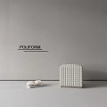 POLIFORM Modern Textured Stool With Open Book Against Minimalist White Wall 3d model