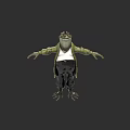 Frog Like Game Movie Character With Green Coat White Shirt And Black Pants