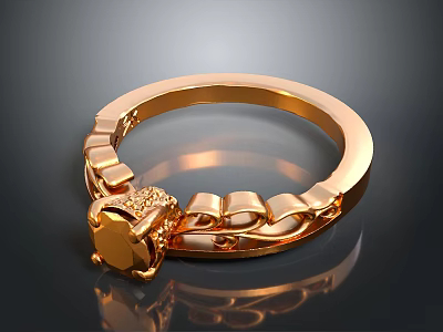 Luxurious Elegant Gold Fashion Ring With Intricate Chain Design And Sparkling Diamond Accent 3d model