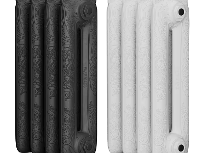 Decorative Black And White Radiator With Intricate Patterns For Home Heating 3d model