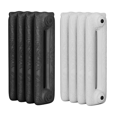 Decorative Black And White Radiator With Intricate Patterns For Home Heating 3d model