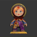 Colorful Decorative Doll Featuring Purple Outfit Pink Base and Golden Trim for Home Decoration